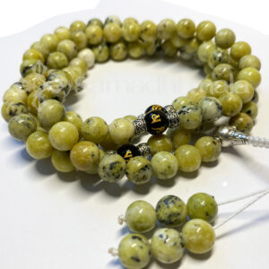 Szerpentin ásvány mala OM Mani Padme Hum mantrás osztókkal SAMADHI mala