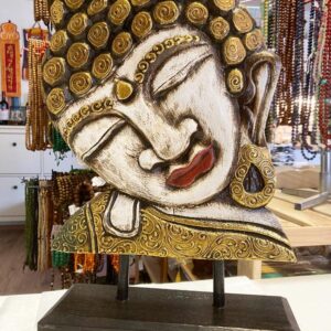 Buddha fej dekoráció fából faragott szobor 45 cm magas