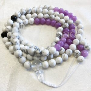 Howlit jáde ásvány mala ónix osztókkal 108 szemes SAMADHI mala