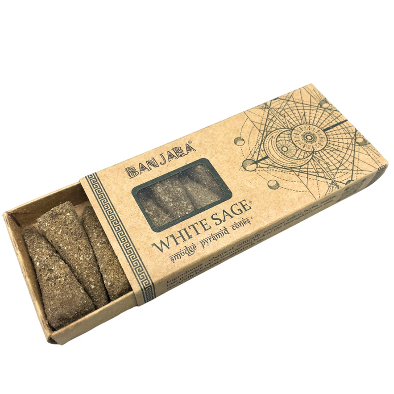Banjara Füstölő Piramis - Fehér Zsálya természetes kúpfüstölő