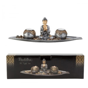 Buddha szobor dupla mécsestartóval