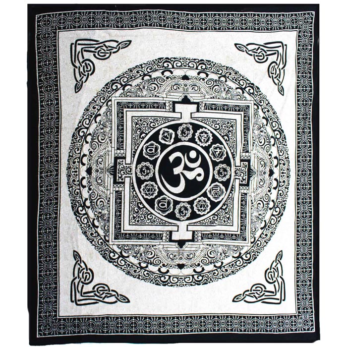 Dupla méretű Om Mandala pamut ágytakaró faliszőnyeg