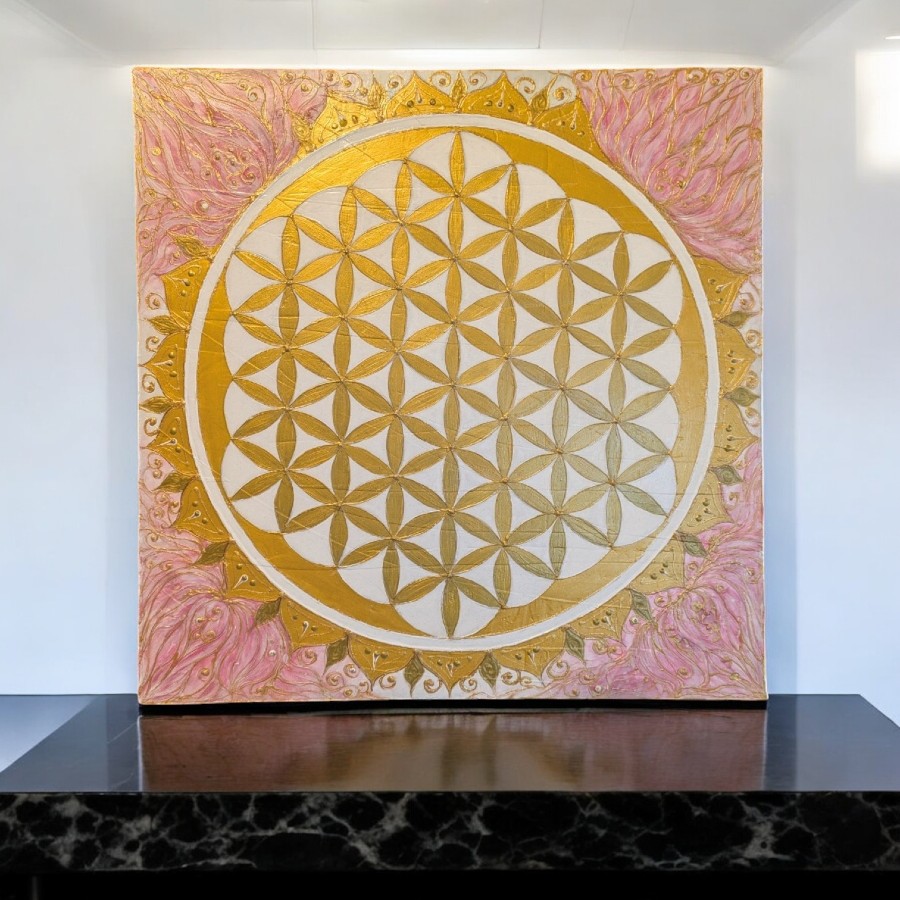 Élet Virága szimbólum festmény (50x50 cm-es)