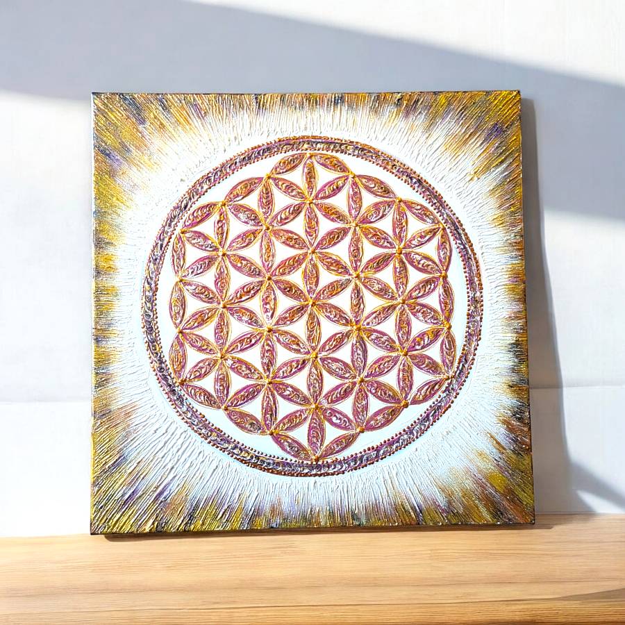 Élet Virága szimbólum festmény (60x60 cm-es)