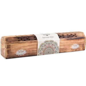 Faragott fa füstölőégető doboz lótusz díszítéssel