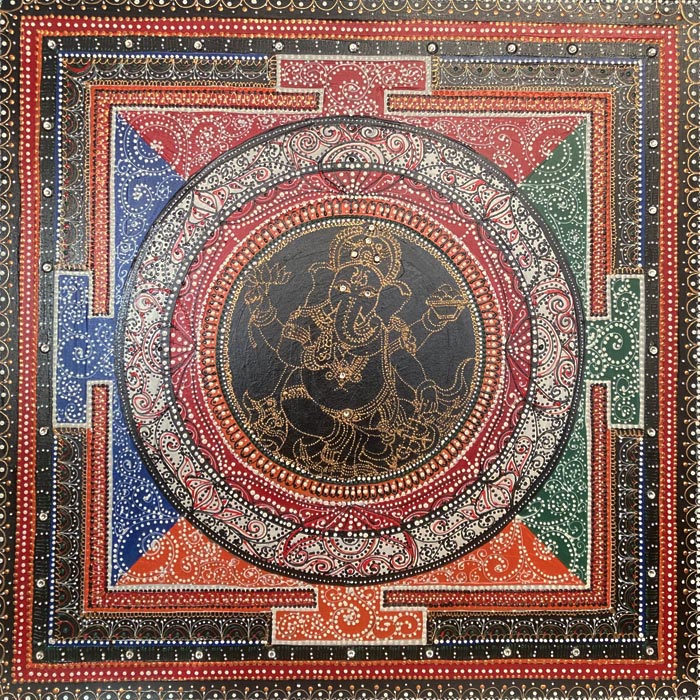 Ganésa mandala festmény 60x60 cm