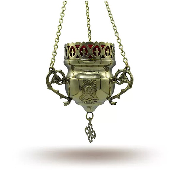 Istenlámpa – Mária és a gyermek Jézus, sárgarézből