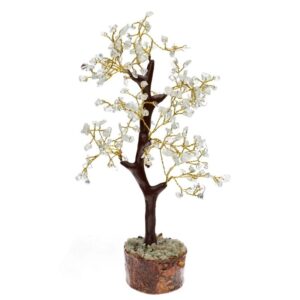 Akvamarin féldrágakő ásványfa fa talapzaton 22 cm magas